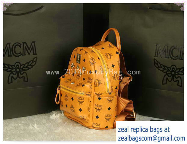 High Quality Replica MCM Stark Backpack Medium in Calf Leather 8003 Camel - Click Image to Close